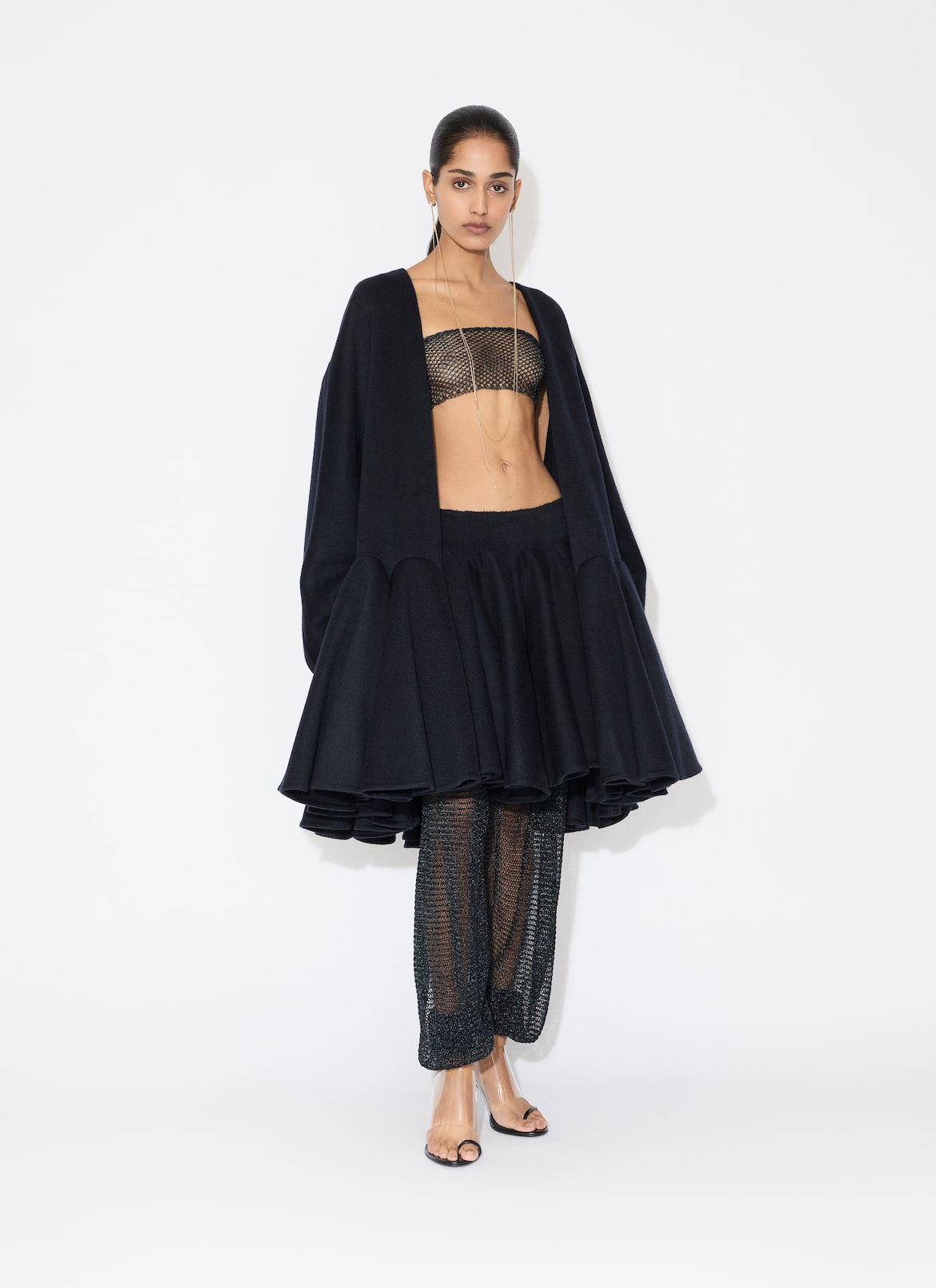 CASHMERE PEPLUM SKIRT ALAÏA DARK BLUE CASHMERE PEPLUM SKIRT